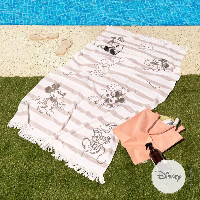 Toallón Playero Rayado Call Me Mickey