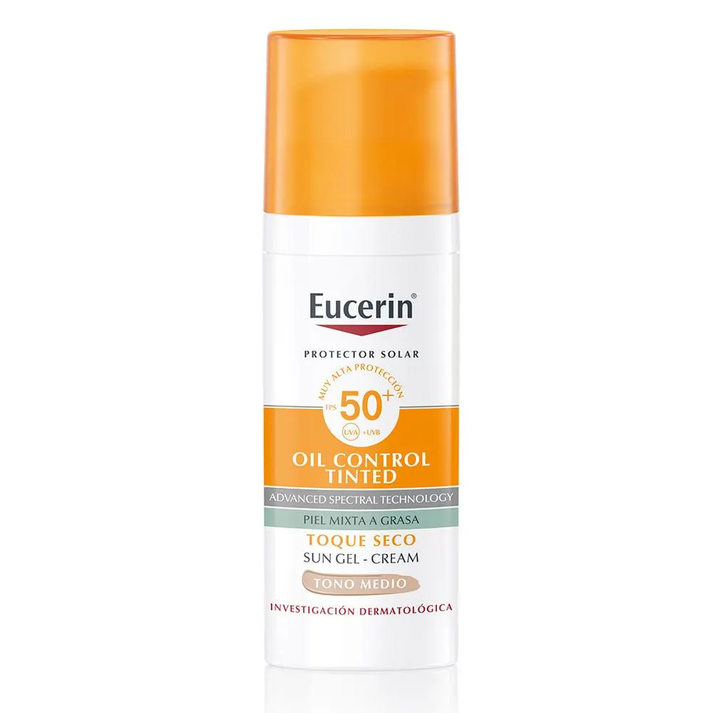 Protector Solar Eucerin Oil Control Toque Seco Tono Medio FPS 50+ 50 ml