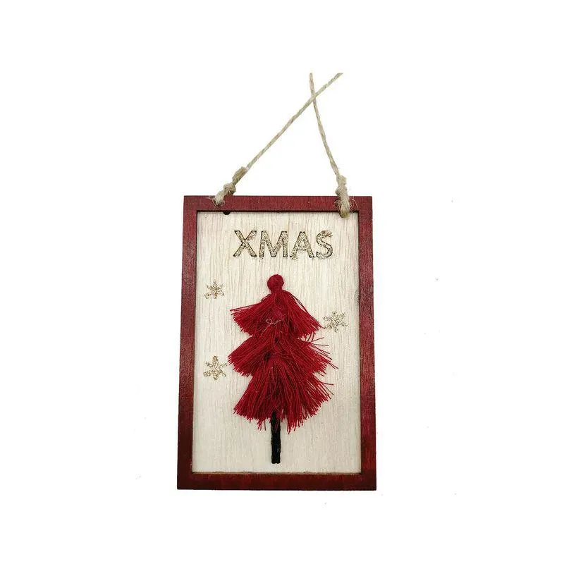 Colgante de árbol Rústica Cotidiana rojo 7.5x11x1 cm