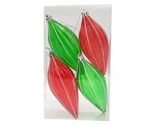 Set de 4 Colgantes de árbol Rombos Cotidiana rojo/verde