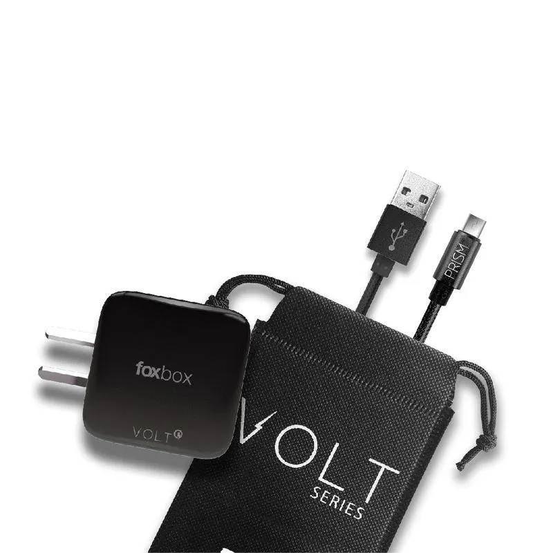 Cargador Volt 3.1 A Foxbox + cable prism micro Usb negro