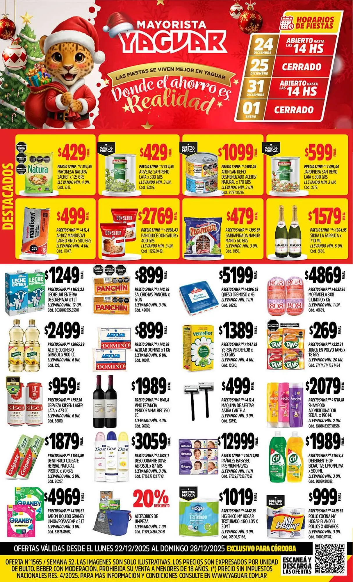 Ofertas de Catálogo Supermercados Yaguar 22 de diciembre al 28 de diciembre 2025 - Página 1 del catálogo