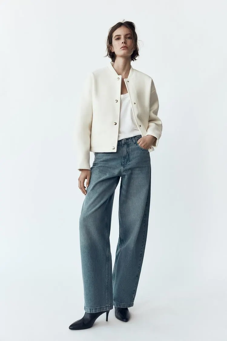 CAZADORA BOMBER SOFT BOTONES DORADOS