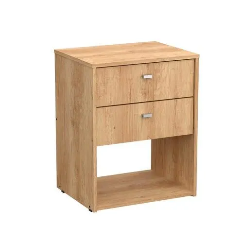 Mesa de luz 2 cajones Nature melamina Nebraska natural Mosconi