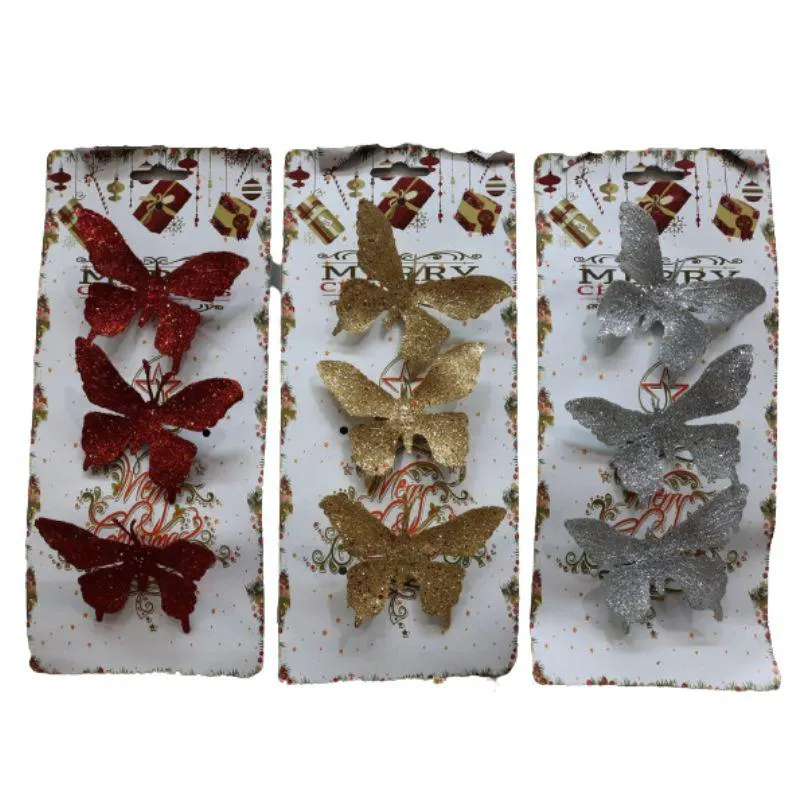 Blister 3 Mariposas Glitter 7Cm