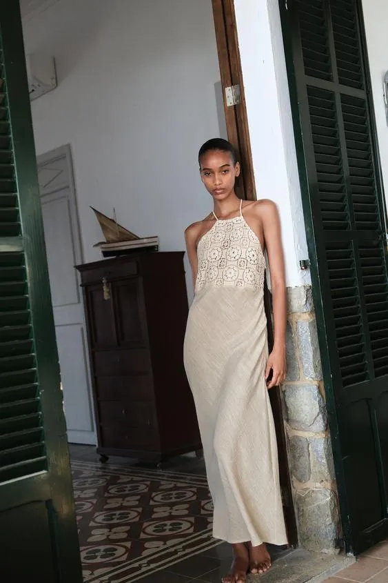 VESTIDO MIDI COMBINADO CROCHET