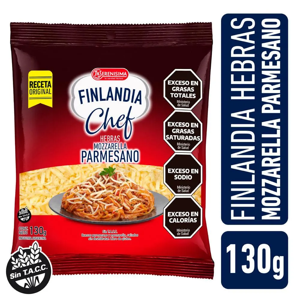 Queso Mozzarella-parmesano La Serenisima Finlandia Chef Hebras 130gr