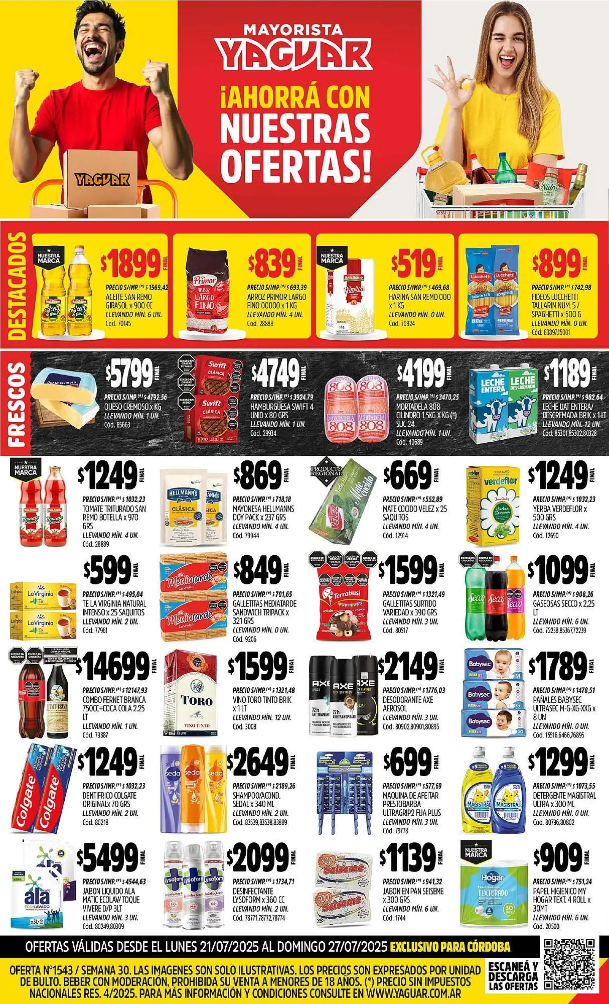 Ofertas de Catálogo Supermercados Yaguar 21 de julio al 28 de julio 2025 - Página 1 del catálogo