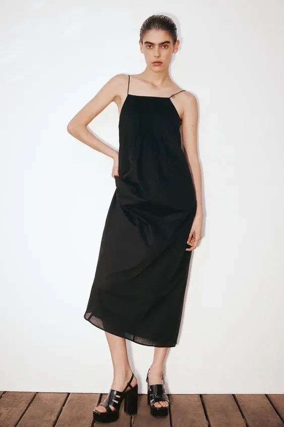 VESTIDO MIDI TIRANTES ALGODÓN