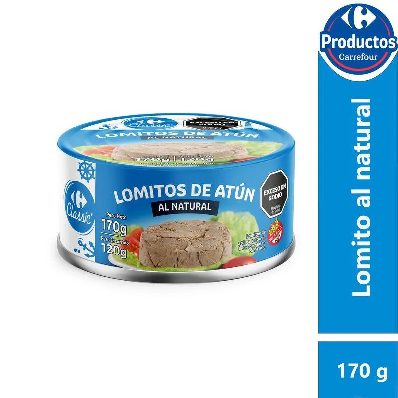 Lomitos de atún Carrefour classic al natural 170 g.