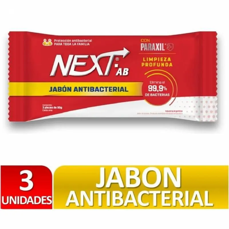 Jabón Tocador Antibacterial Next x 3 un. 270 g.