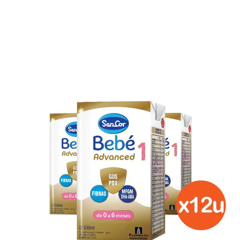 Fórmula Infantil Sancor Bebé Advance 0-6 meses x 500 ml x 12 un