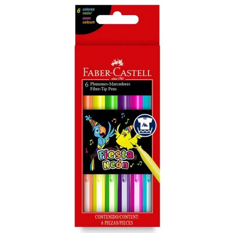 MARCADORES FABER CASTELL FIESTA NEON X 6 U