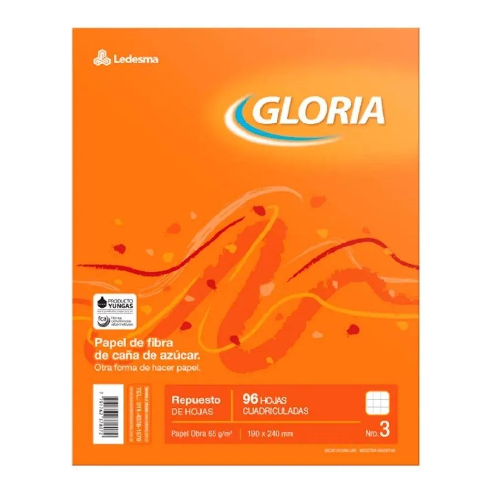 REPUESTO GLORIA 96 HOJAS CUADRICULADAS