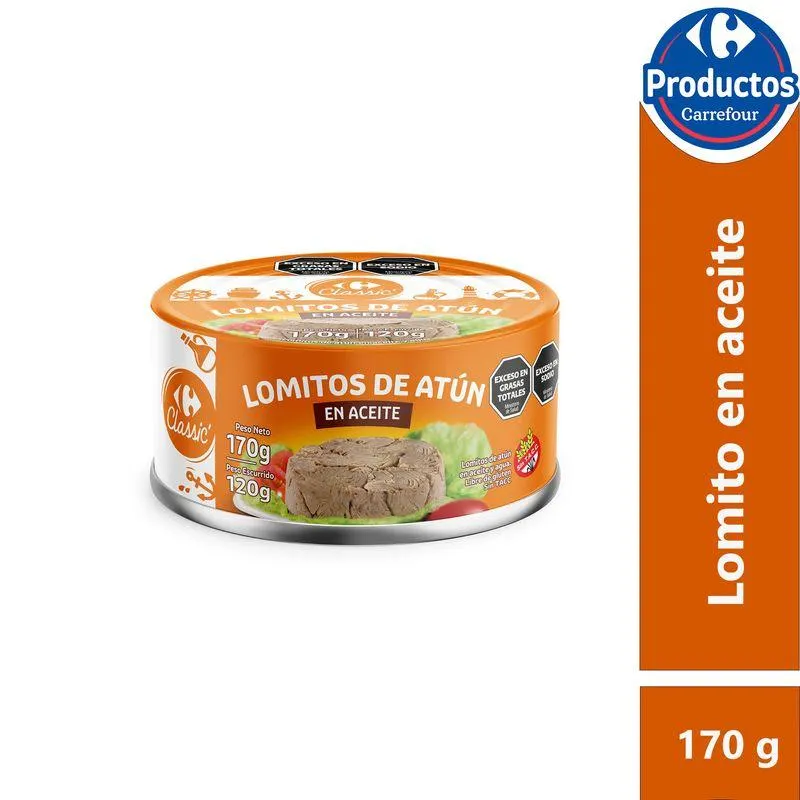 Lomitos de atún Carrefour classic en aceite 170 g.