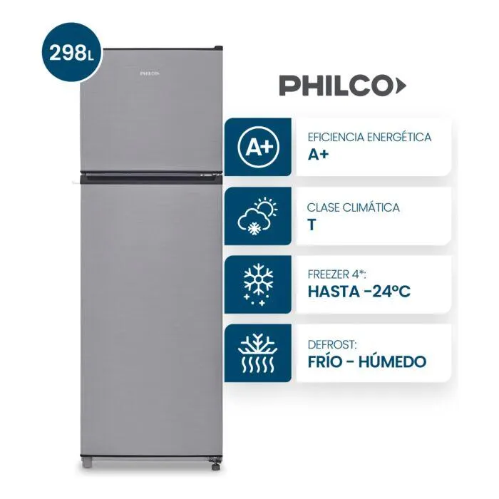 Heladera PHILCO PHCT302X 298L. Inox