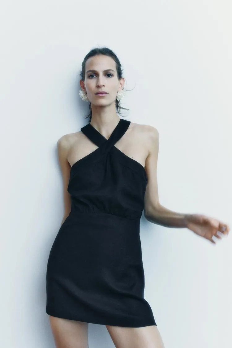 VESTIDO HALTER CON LINO ZW COLLECTION