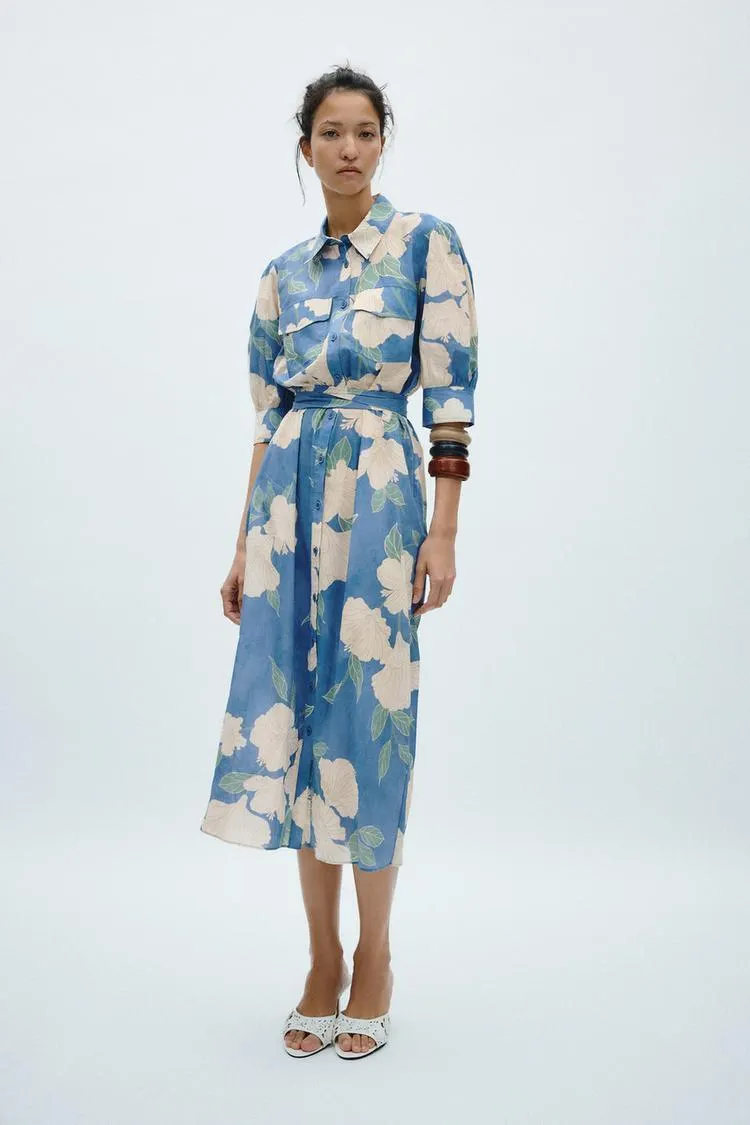 VESTIDO MIDI ESTAMPADO ZW COLLECTION