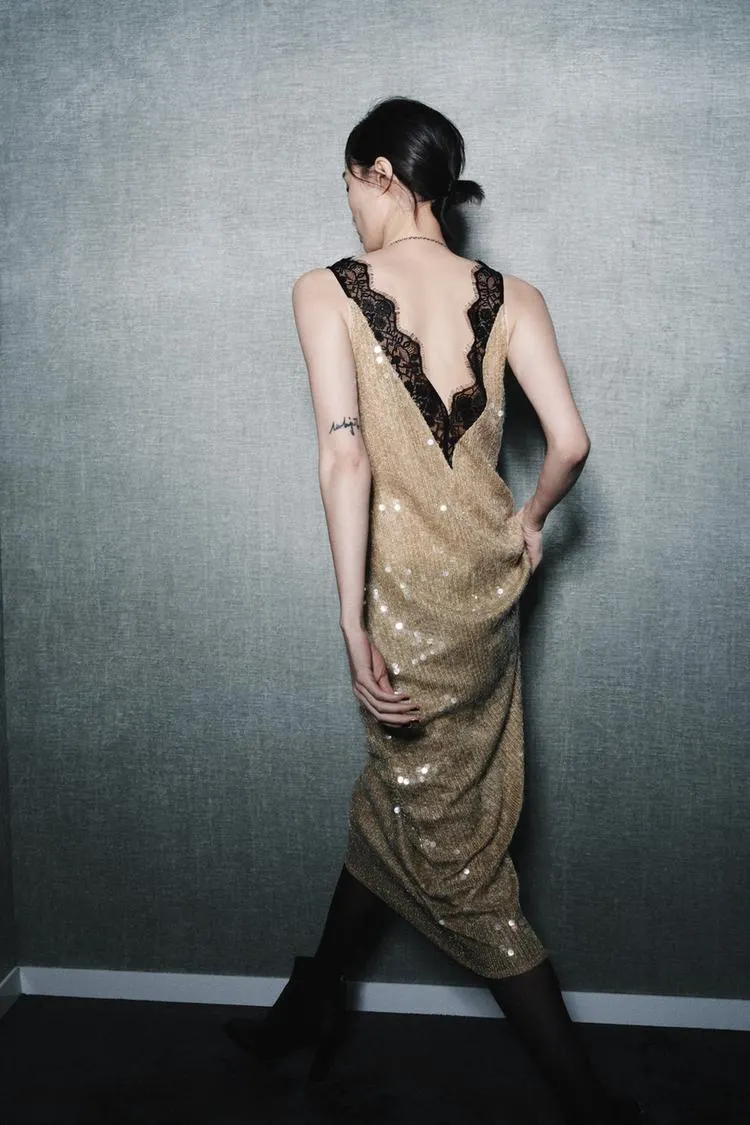 VESTIDO LENTEJUELAS ENCAJE ZW COLLECTION