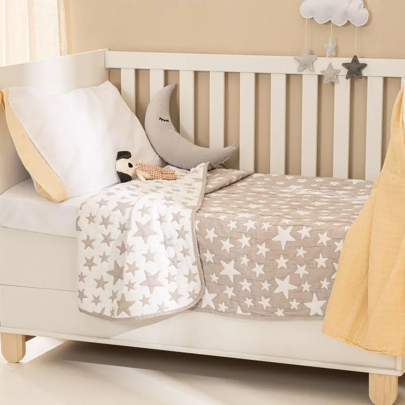 Cubrecama Cuna Reversible Estrellas