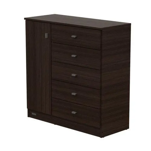 Comoda pack 5 cajones 1 puerta chocolate Mosconi