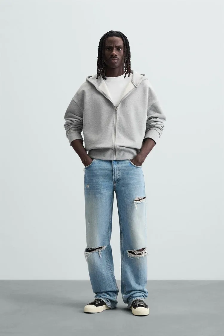 SUDADERA CAPUCHA ACABADO IRREGULAR