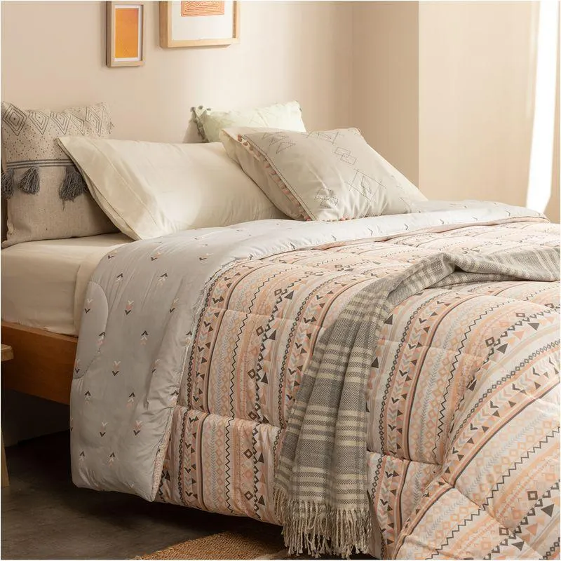 Acolchado Queen Size Reversible Patch Geométrico