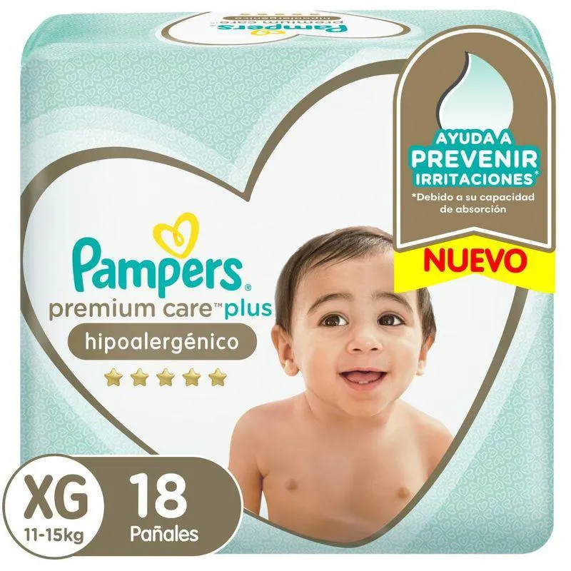 Pañales Pampers Premium Care Plus 18 Un.