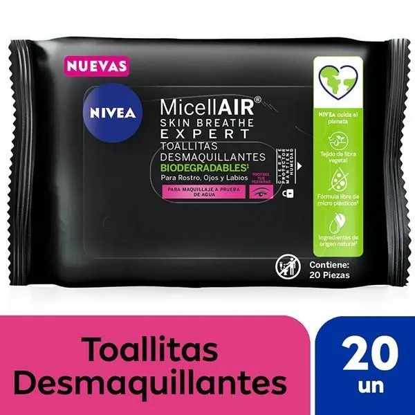 Nivea Toallitas Desmaquillantes micellair Expert a Prueba de Agua 20 Unidades