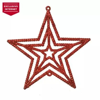 Pack de 5 estrellas glitter decorativas 10 cm rojo