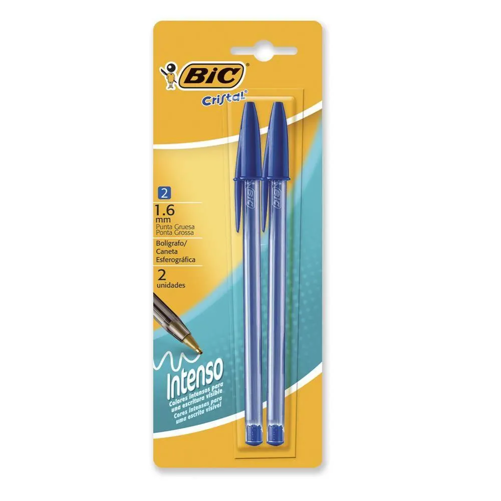 BOL�GRAFO CRISTAL INTENSO 1.6 AZUL X2