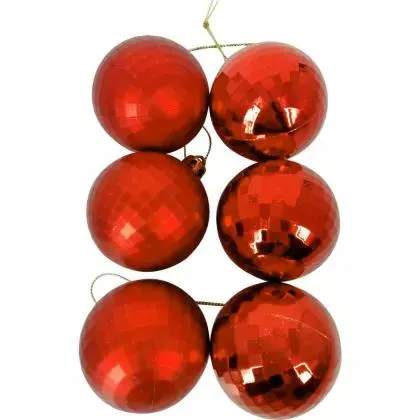 Pack de 12 esferas 6 cm roja diamante