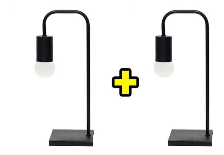 Combo Lampara Velador Facu X2 Negro Industrial Gioluce