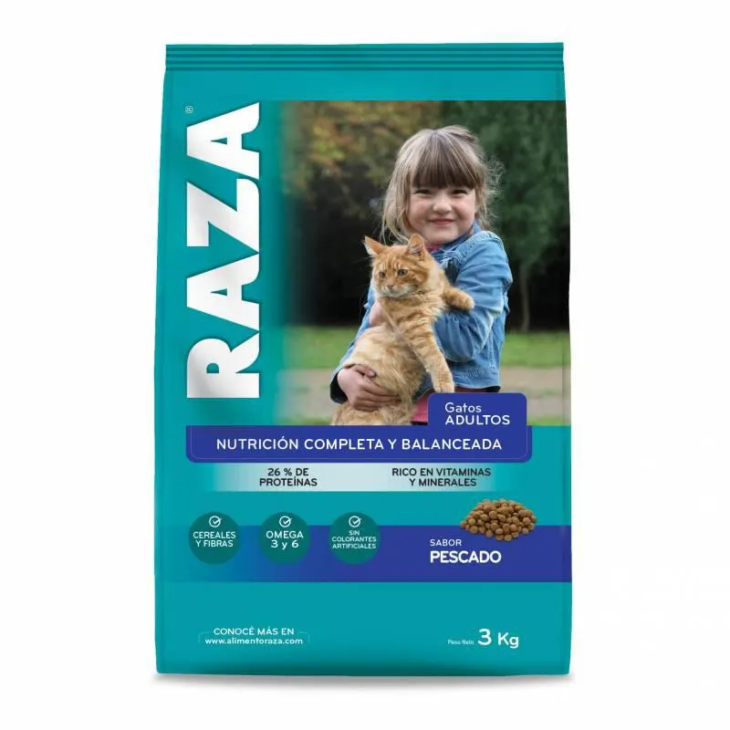 Alimento para Gato Pescado Raza x 3 Kg.