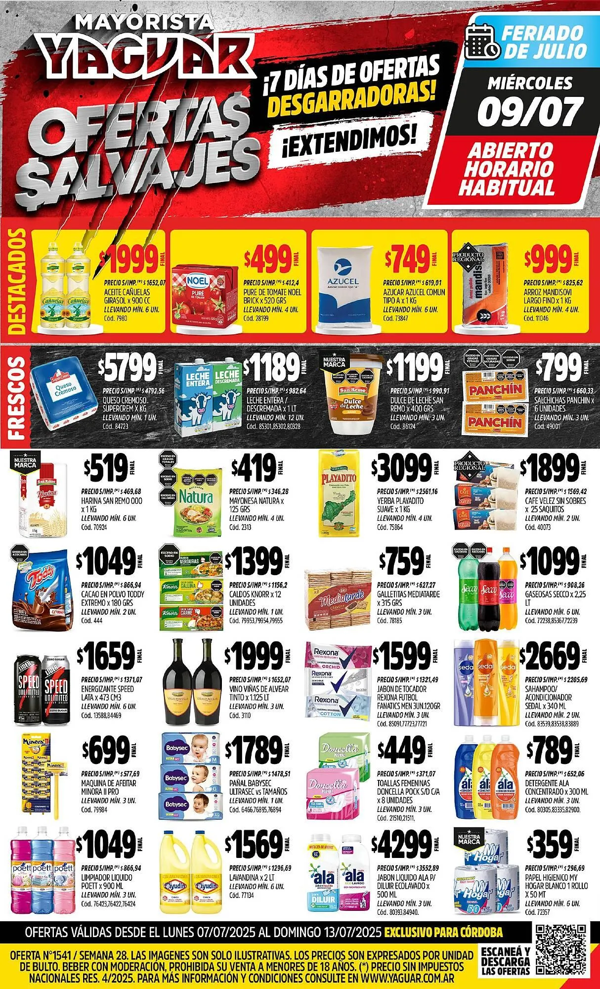 Ofertas de Catálogo Supermercados Yaguar 7 de julio al 14 de julio 2025 - Página 1 del catálogo