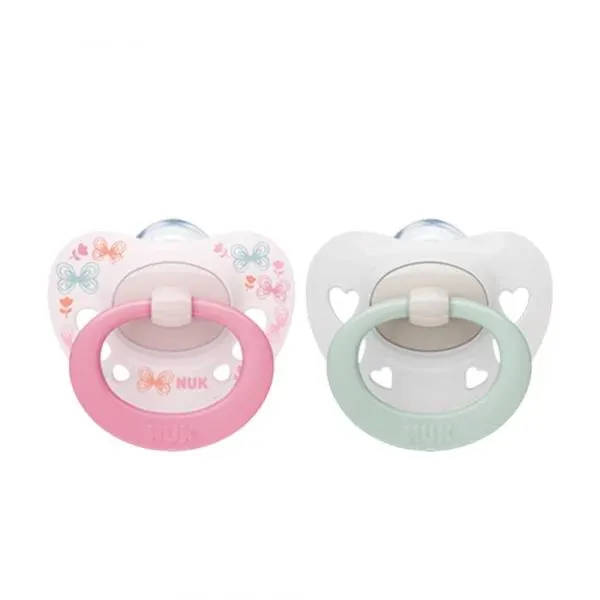 NUK SET X2 CHUPETE SIGNATURE T1 0 A 6M ROSA