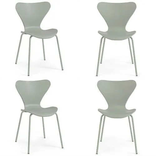 Silla Jacob de comedor verde patas metal Makom x 4