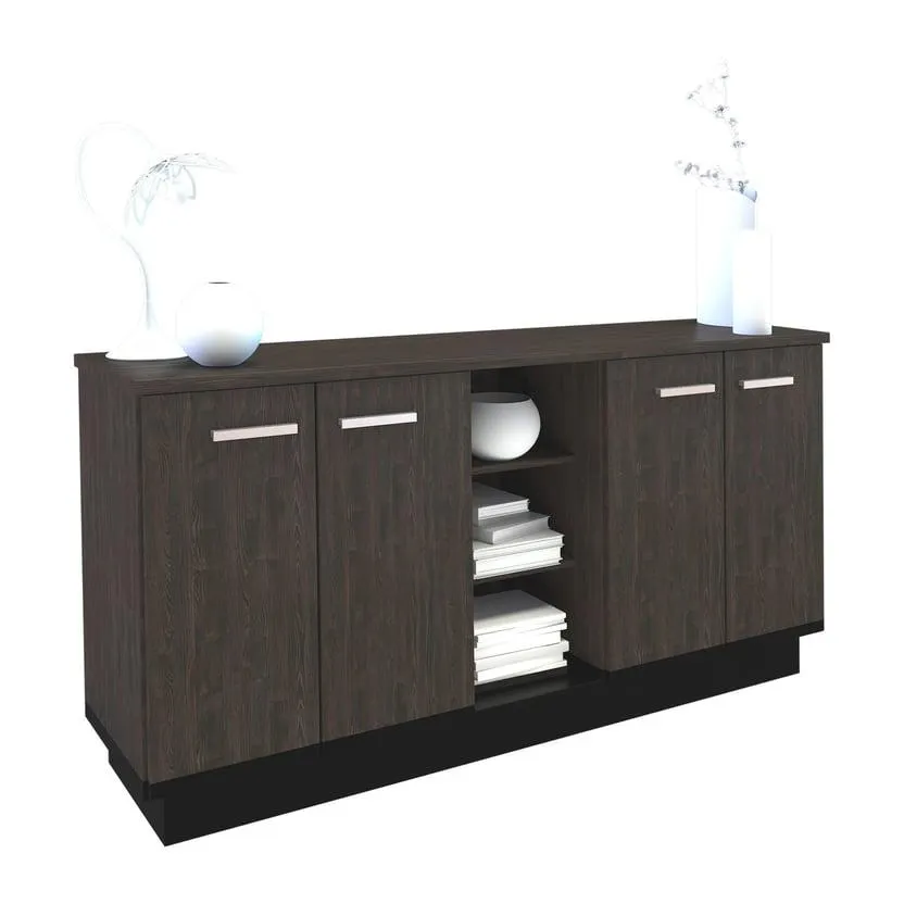 Vajillero 4 puertas roble termo negro