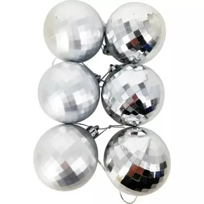 Pack de 12 esferas 6 cm plata diamante