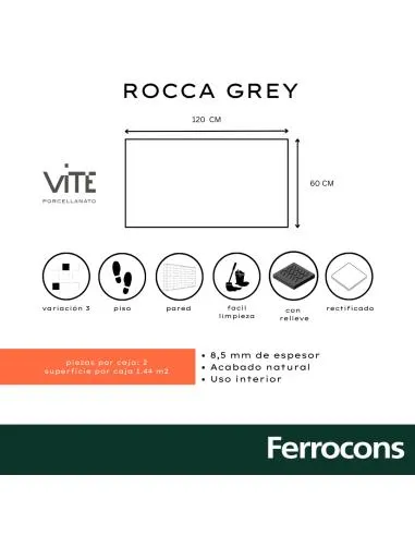 VITE ROCCA GREY NAT 60X120 PORC REC
