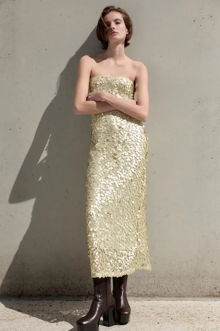 VESTIDO PALBRA DE HONOR LENTEJUELAS