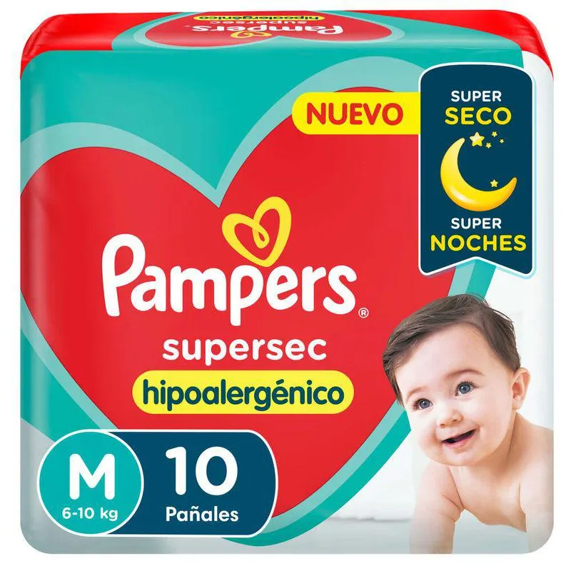 Pañales Supersec Pampers Medianos 10 Un.