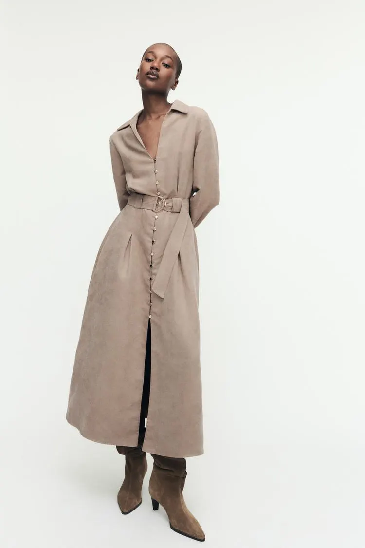 VESTIDO CAMISERO MIDI CINTURÓN