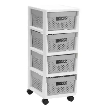Cajonera plástica con 4 cajones y ruedas