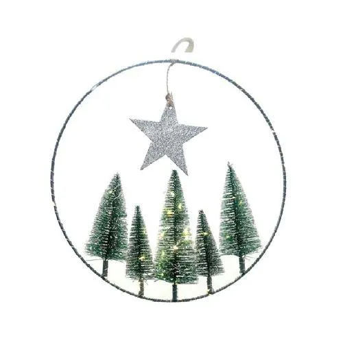 Corona navideña Pino Luz Cotidiana plateada 30x6x30 cm