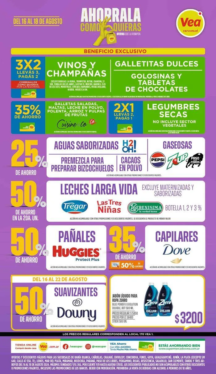 Ofertas de Supermercados Vea Fin de semana 16 de agosto al 19 de agosto 2024 - Página 1 del catálogo