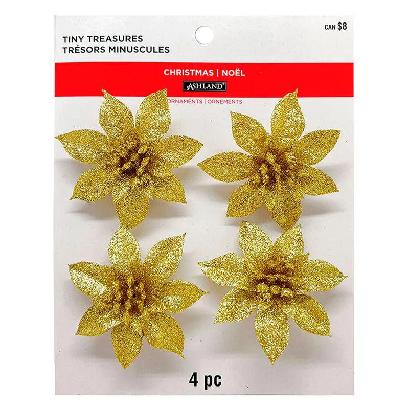 Poinsettia metálica 4 clips Cotidiana 8x3x20 cm