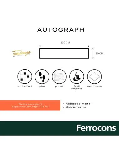 TENDENZA TABLA AUTOGRAPH 20X120 PORCELANICO