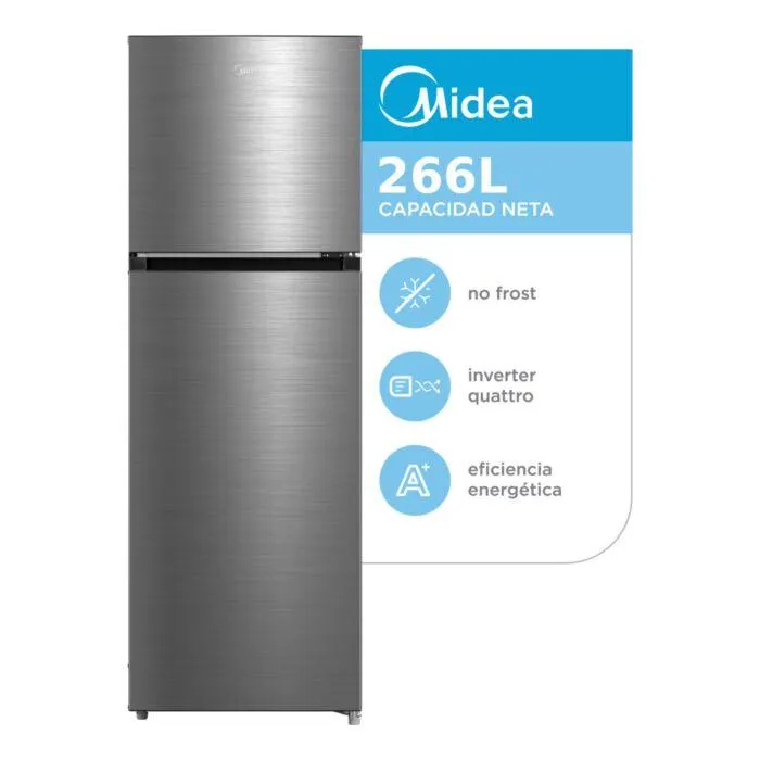 Heladera MIDEA 385MTF46AD N/F Inox 266L