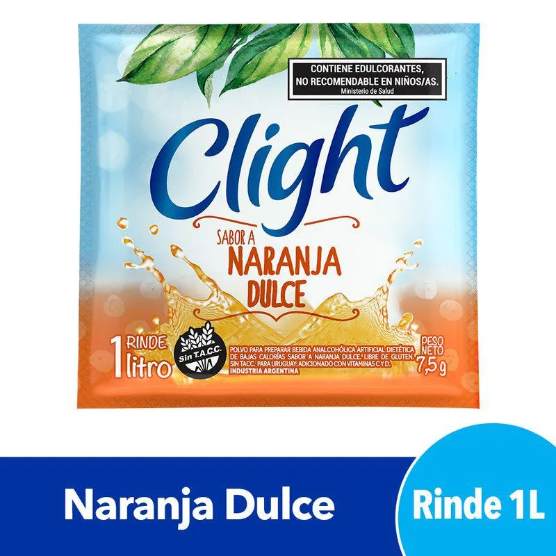 Jugo en Polvo Clight Naranja Dulce 7,5 Gr.